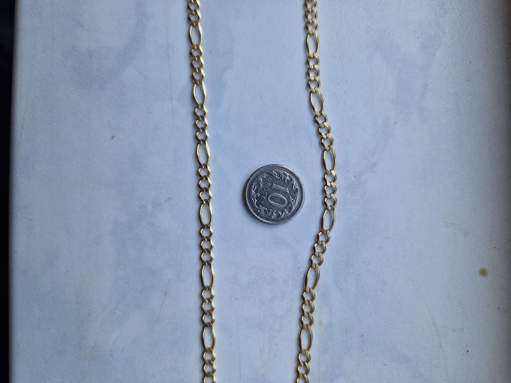 Złoty łańcuszek figaro 585 14k idealnym stanie dłu 57 cm 10gram sze4mm