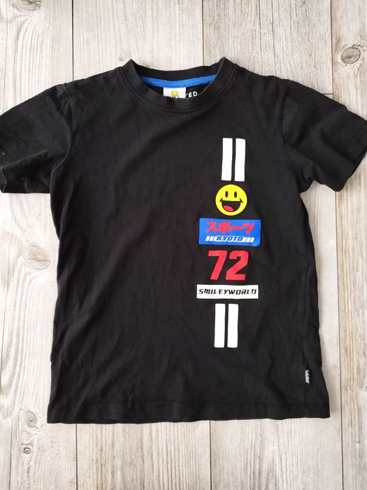 Czarny T-shirt 134 Reserved, emotki, dla chłopca