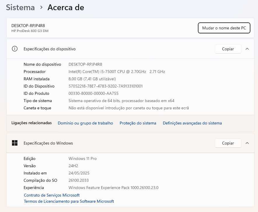 HP ProDesk 600 G3 - CPU 7500T
