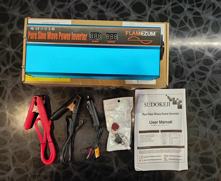 Інвертор  1000/2000 Вт/Чистий синус/ 12 В на 230 В Flamezum, для котла