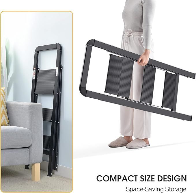 3-stopniowa aluminiowa drabina z uchwytem KINGRACK czarna