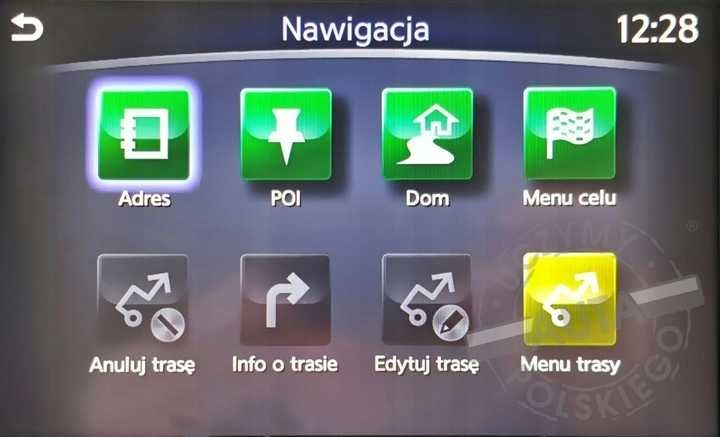 INFINITI Q30 Q70 QX30 QX60 QX80 zmiana regionu z USA polskie menu mapa