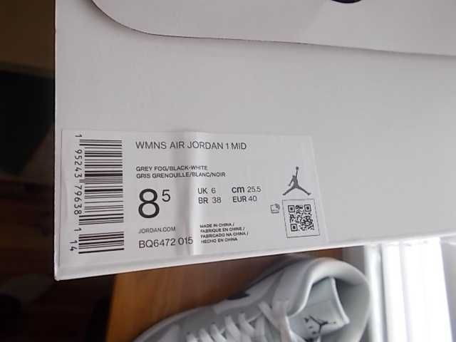 (r 40 /25,5 cm) Nike Jordan 1 Mid Light Smoke Grey Women's BQ6472,-015
