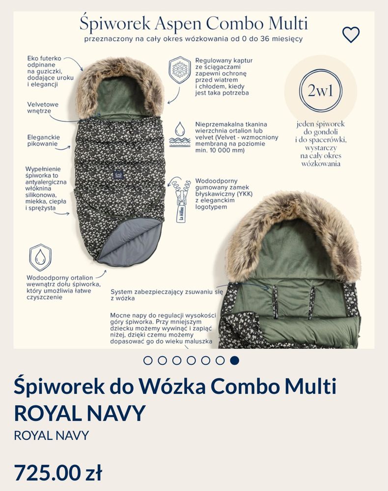 Śpiworek do wózka La Millou Combo multi Royal Navy + mufka do kompletu