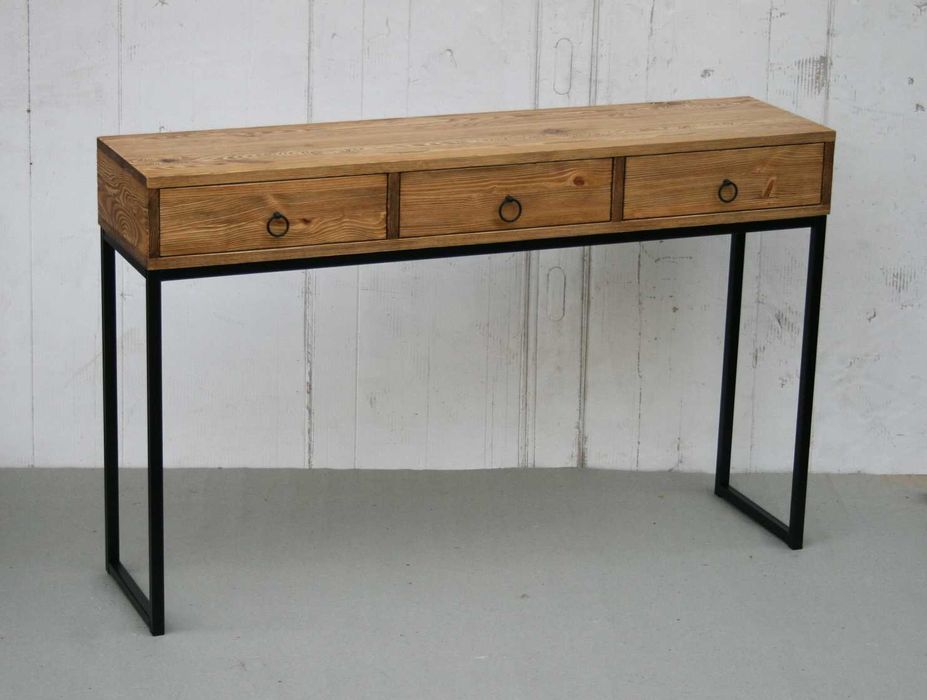 konsola loftowa industrialna stare drewno stal szuflady