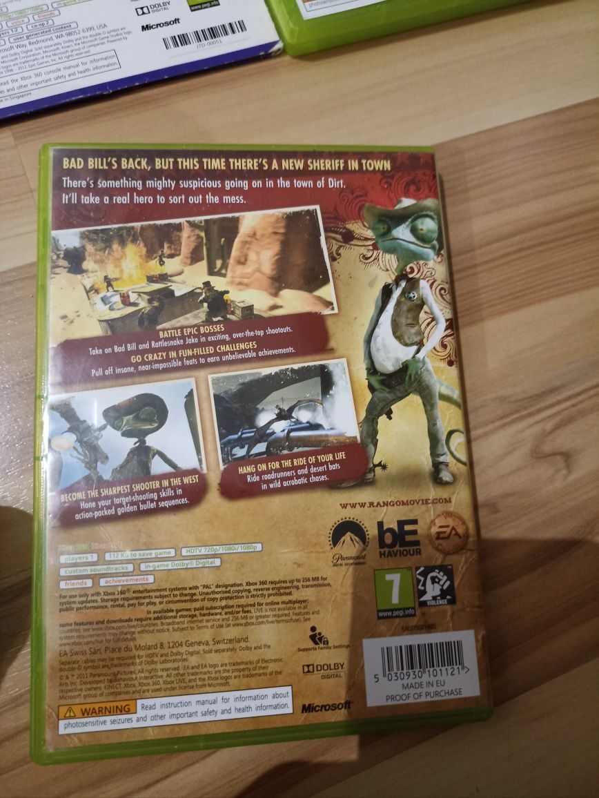 Zestaw 3 gier Xbox 360 –NFS, Rango, Kinect adevtures– stan idealny!