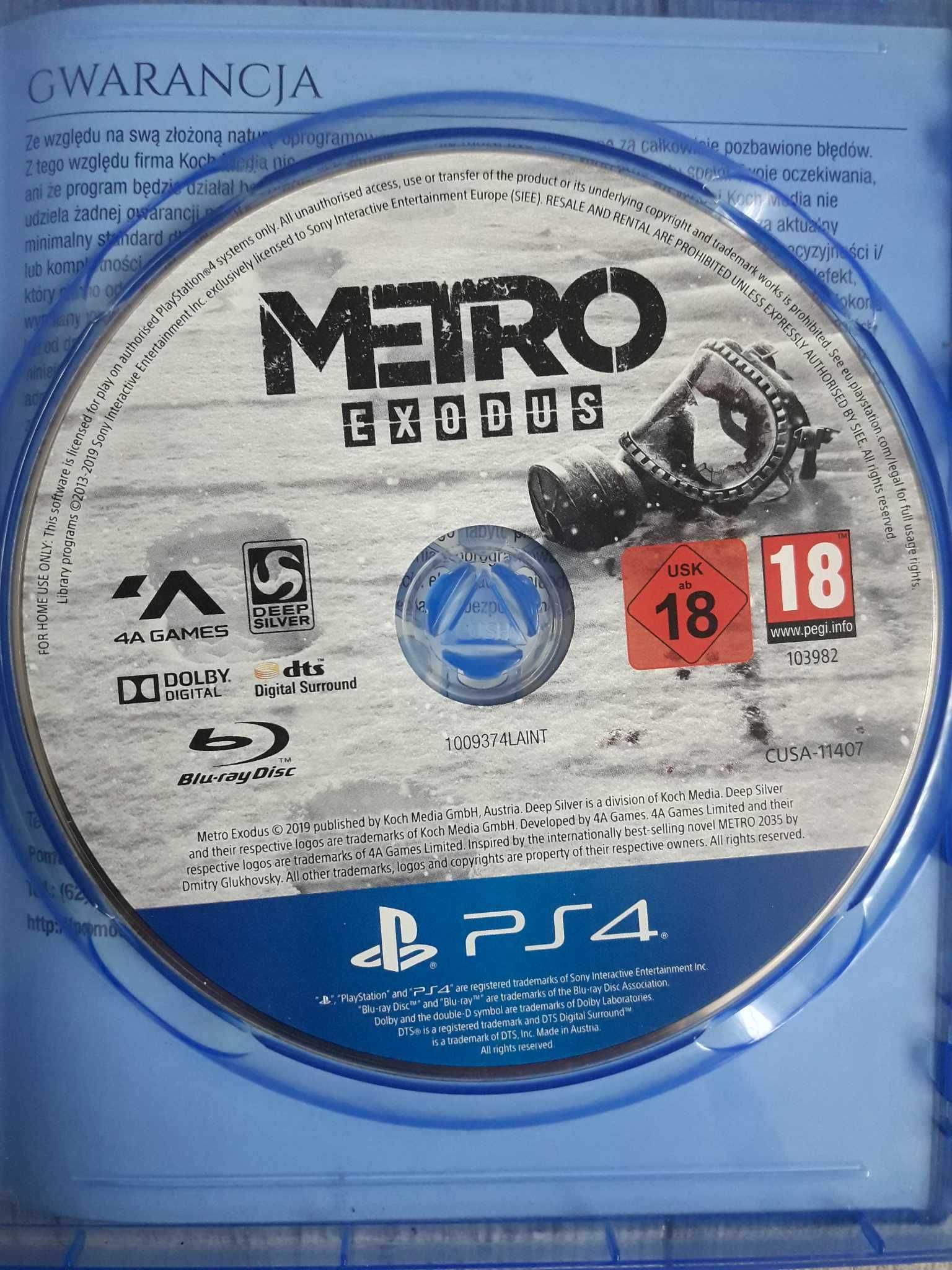 Gra Metro Exodus Polska Wersja PS4/PS5 Playstation
