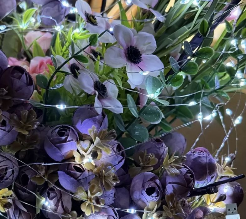 Lampki Led bialy zimny światełka ozdobne 5 metrów 50 sztuk lampek