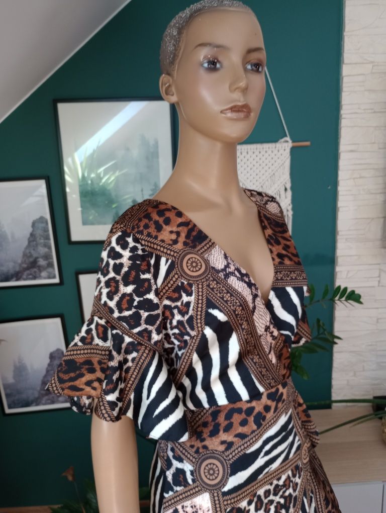 Sukienka damska panterka zebra nowtyw zwierzęcy M