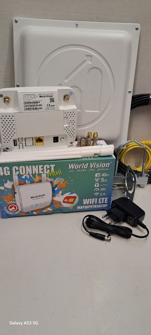 Комплект мобильного 4G интернета антенна Mimo Tera, роутер World Visio