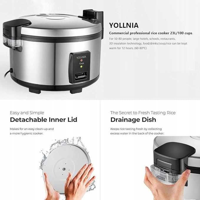 YOLLNIA Ryżowar Szybkowar Garnek Komercyjny Moolticooker  1300W