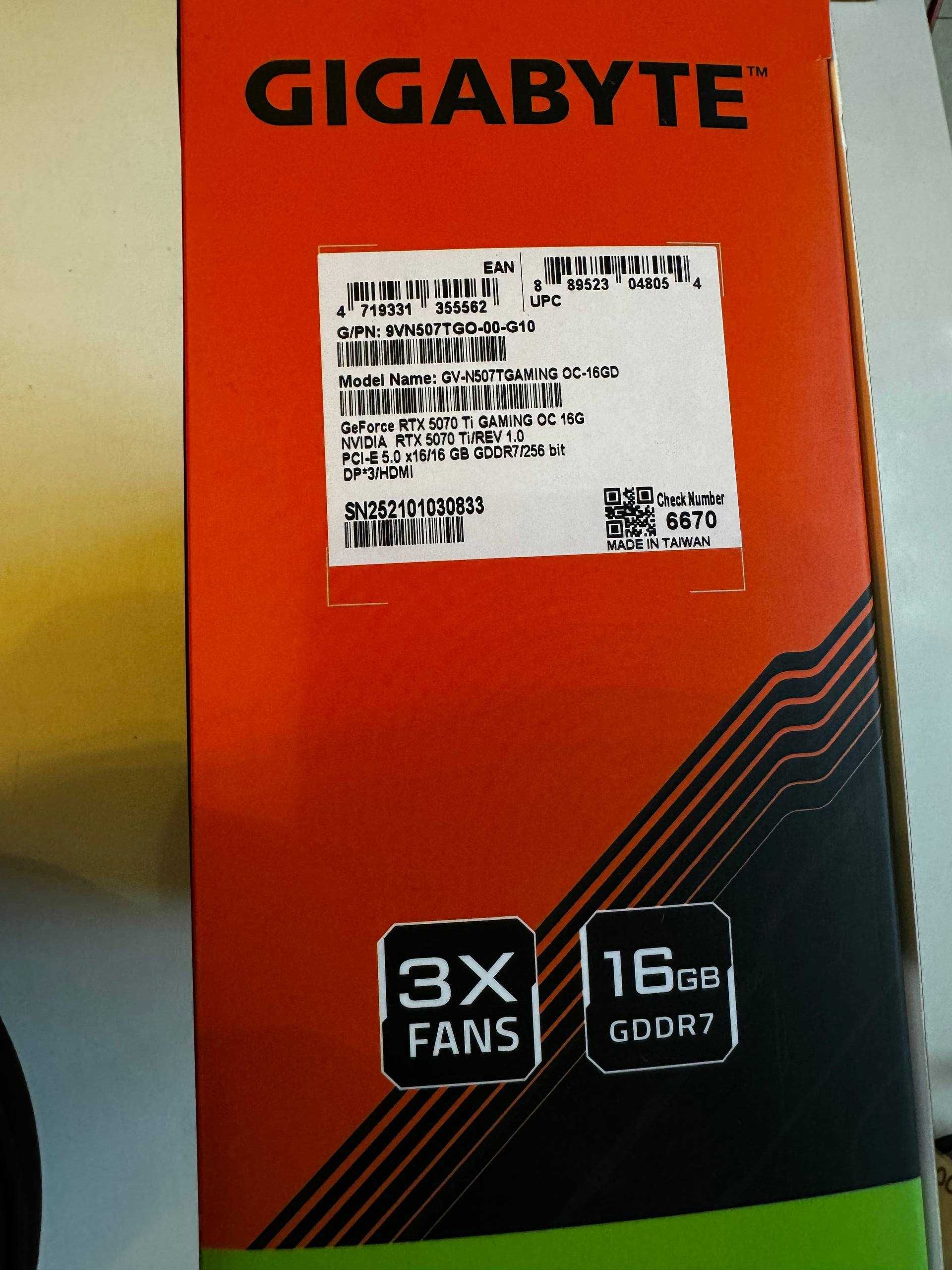 Gigabyte RTX 5070 Ti 16GB GDDR6 Gaming OC | Нова відеокарта