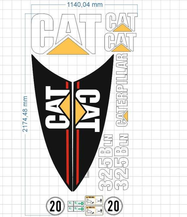 naklejki oklejenie cat caterpillar 325 bln