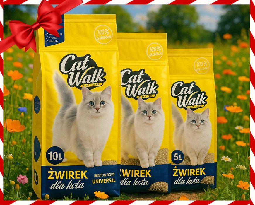 ŻWIREK DLA KOTA Bentonitowy 25L CatWalk Zbrylający Naturalny (OKAZJA)