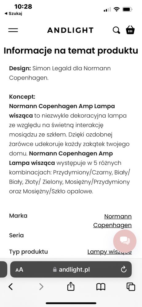 Lampa firmy Normann -Copenhagen