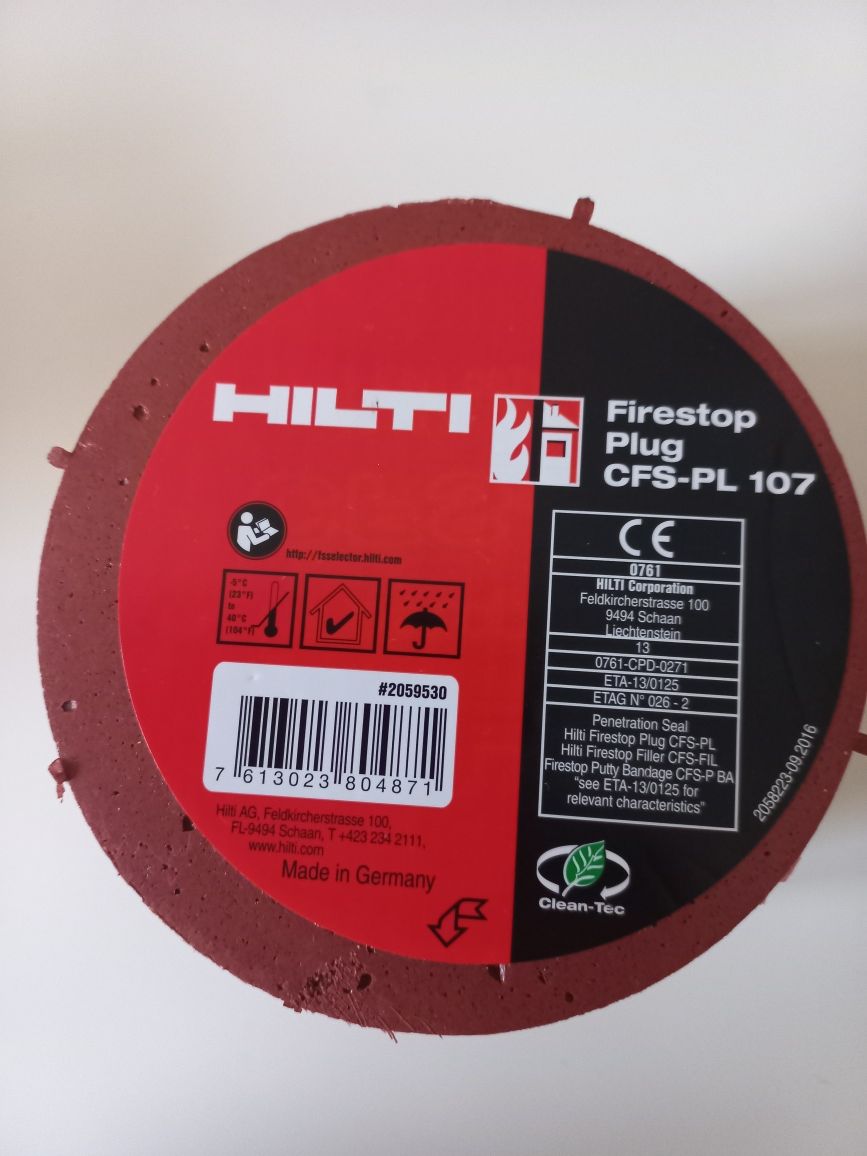 Korek przeciwpożarowy Firestop HILTI CFS-PL 107