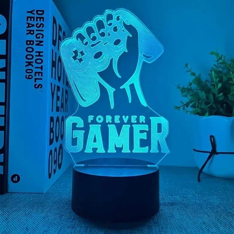 Lampka Nocna 3D LED GAMER FOREVER 7 Kolorów USB Prezent