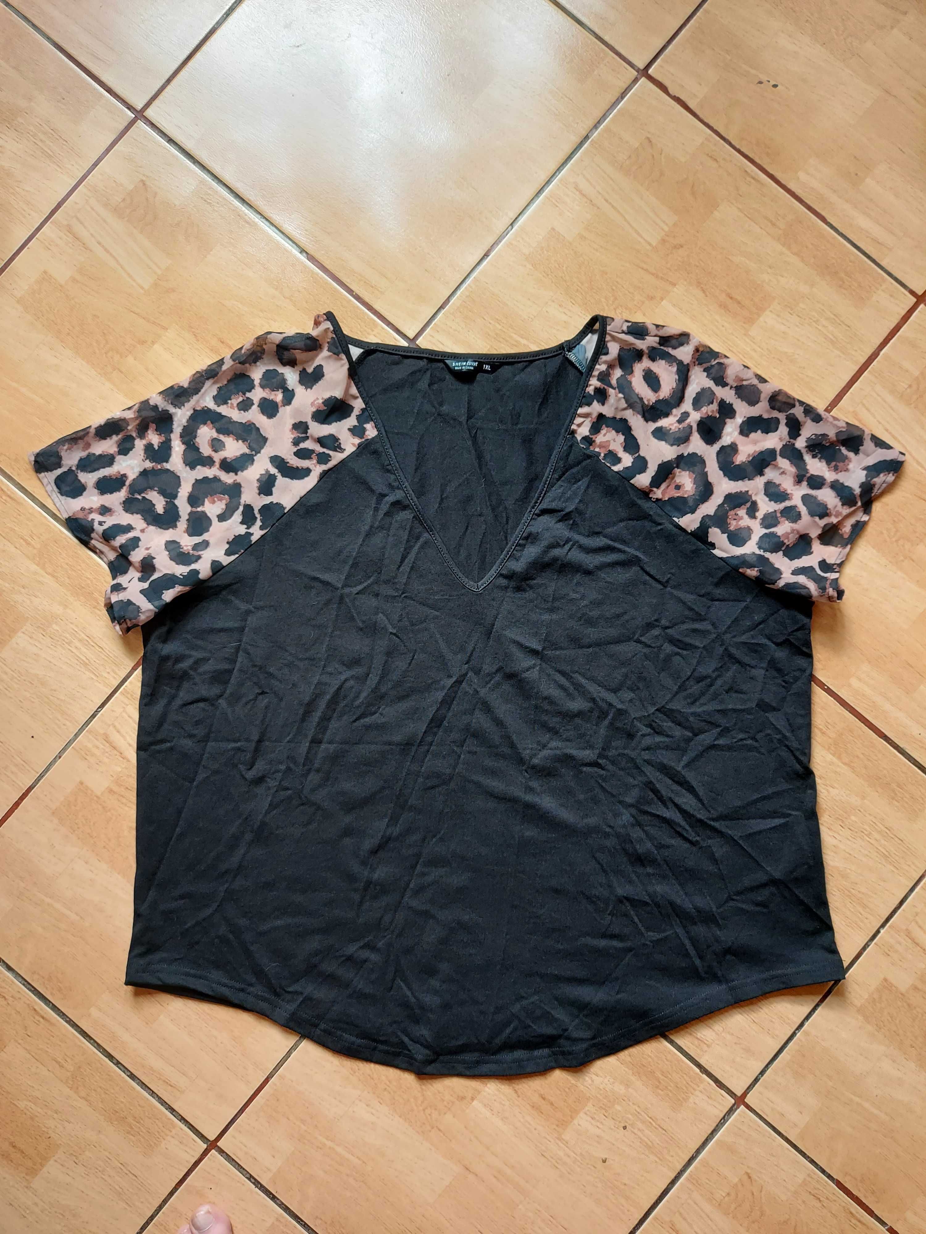 Shein Curve bluzka oversize szyfon panterka