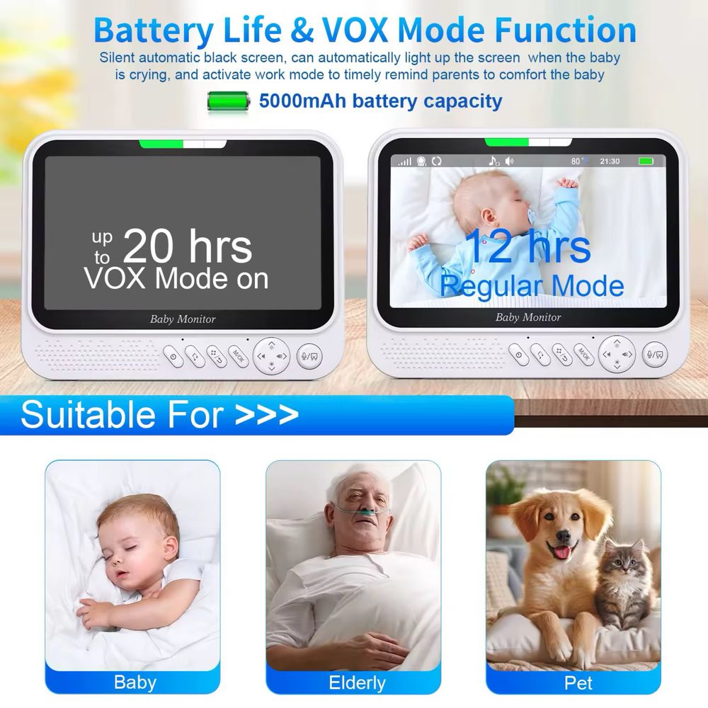 Відеоняня з великим екраном 7 дюймів Baby monitor ABM790