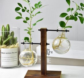 Nowy wazon szkło drewno