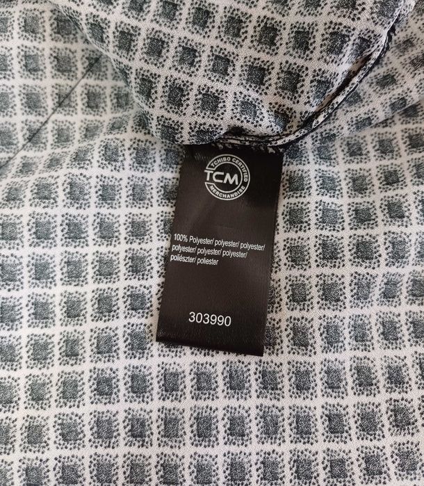 Czarna biała bluzka damska Tchibo XL ze wzorem na krótki rękawek