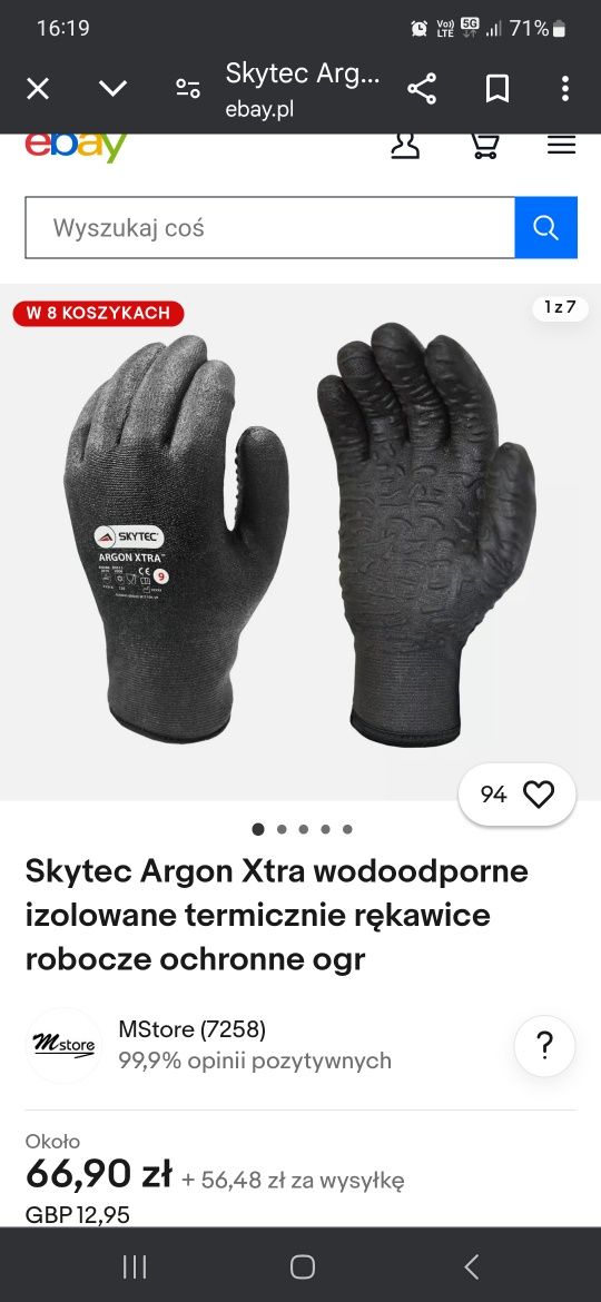 Rękawice robocze  skytec argon xtra 8