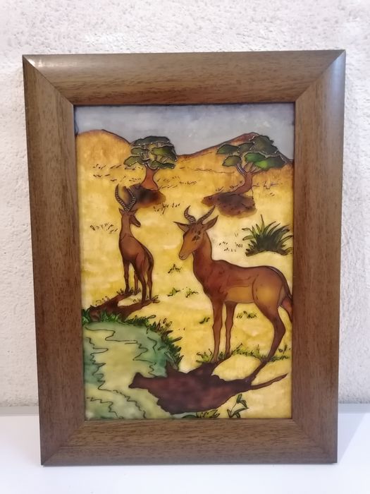Quadro com pintura de veados