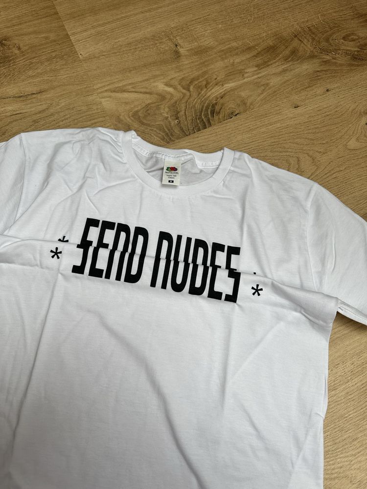 Biały tshirt męski Send nudes rozm M nowa