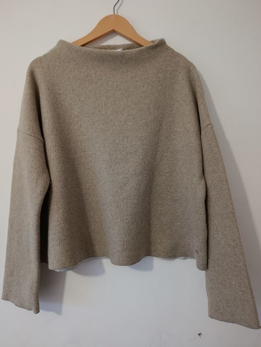 Бежевий oversize светр OPUS з бавовною, укорочений, стильний, р. M-L