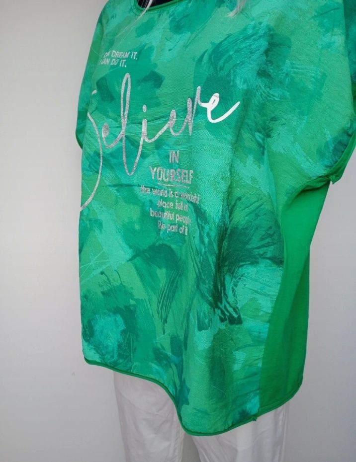 Bluzka tunika damska włoska bawełna wiskoza zieleń  M/L/XL