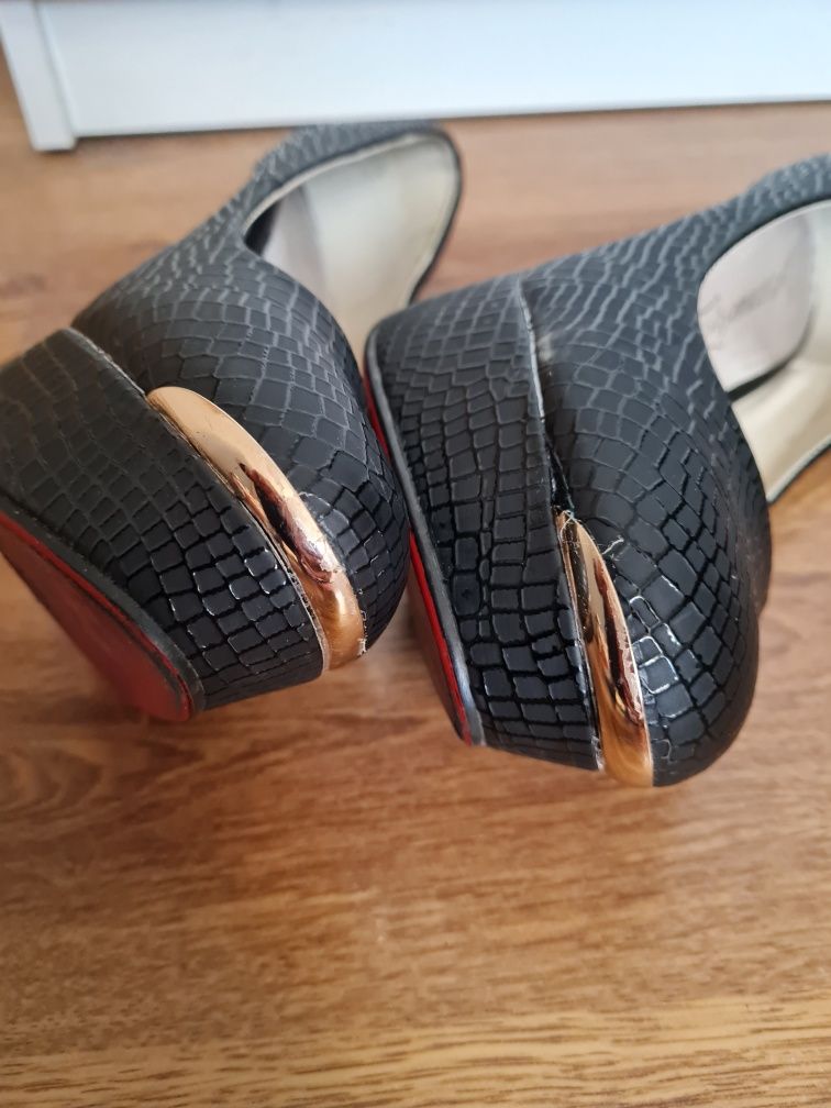Buty szpilki na platformie domina czółenka r. 36 skóra erotyczne sexy