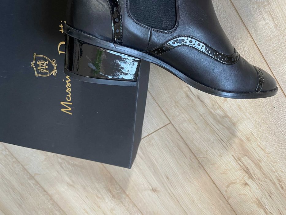 Botki Massimo Dutti czarne skóra chelsea komplet pudełko worek 299zł