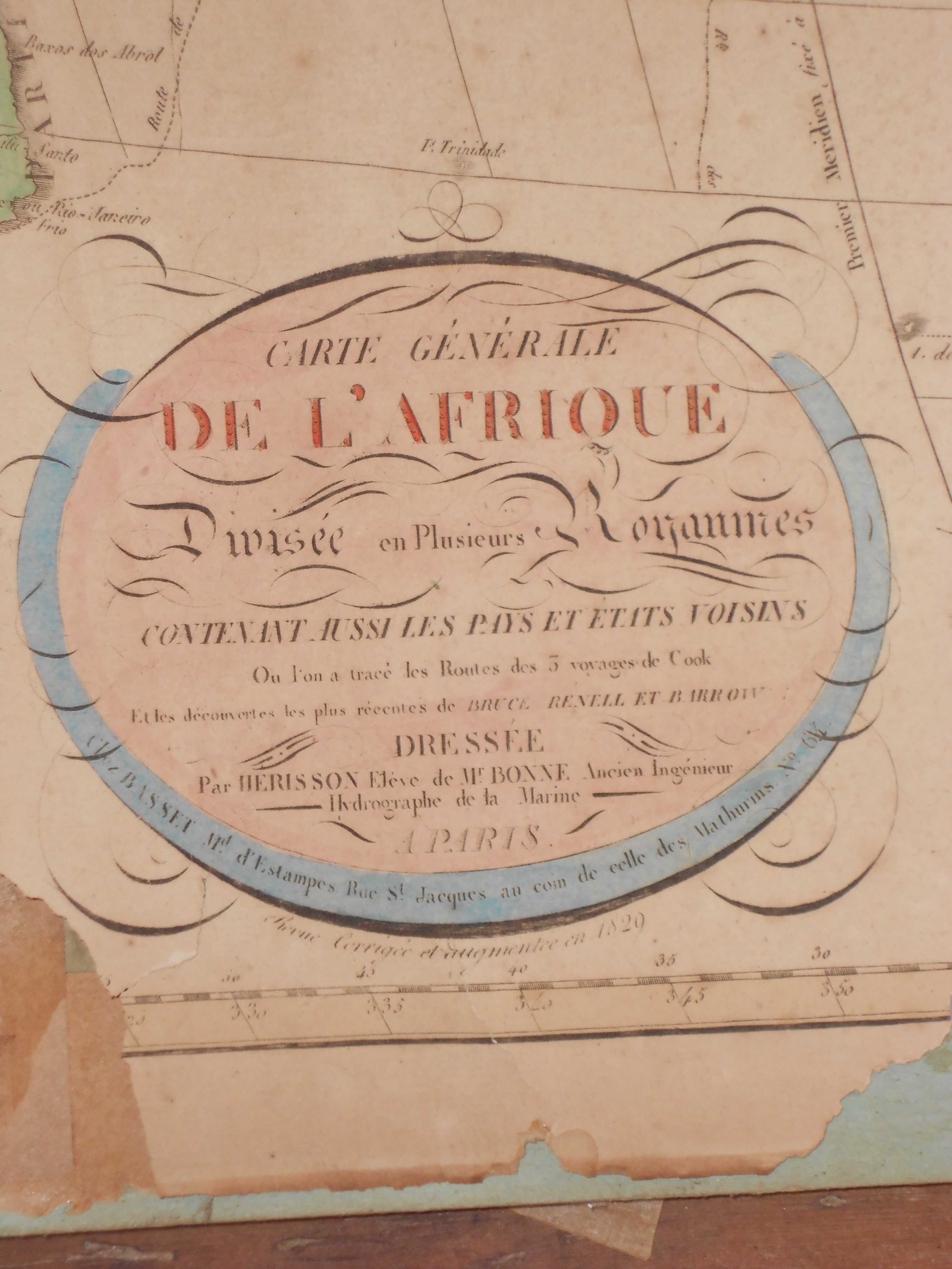 Mapa frances muito antigo Africa 1829