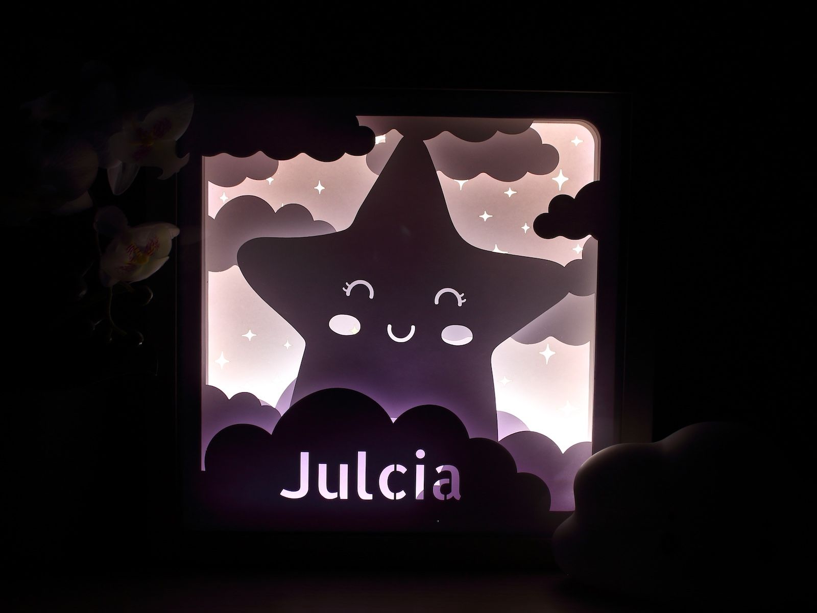 Lampka Nocna Ramka 3D Shadow Box LED Gwiazdka