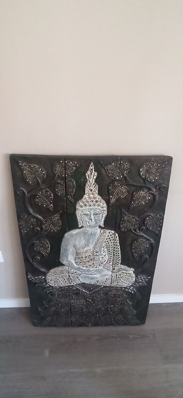 Quadro  Buddha em madeira