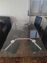 Mesa vidro com 4 cadeiras altas