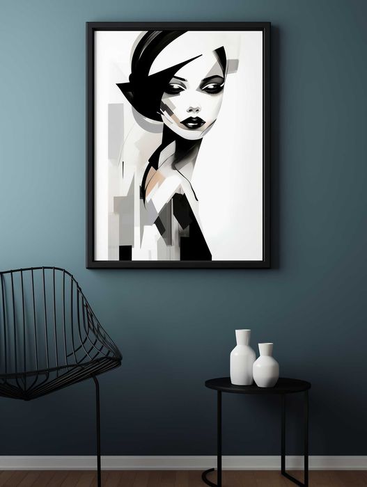 Plakat na Ścianę Obraz Kobieta Sztuka Czarno-Białe 50x70 cm Premium