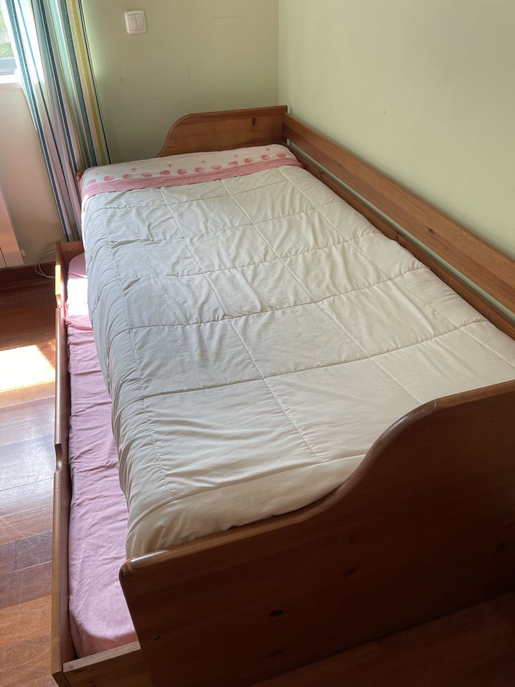 Cama solteiro com gaveta (1 ou 2 camas/sofa) madeira colchoes
