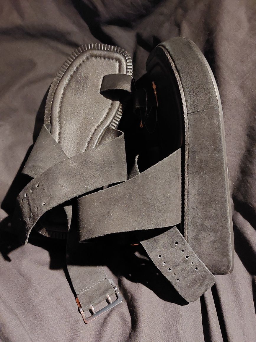 ASOS zamszowe sandały gladiatorki 36 37 skórzane skóra nat. gothic NEW