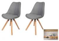 krzesło 2x tapicerowane mocne 110kg drewno buk Scandi 2 sztuki