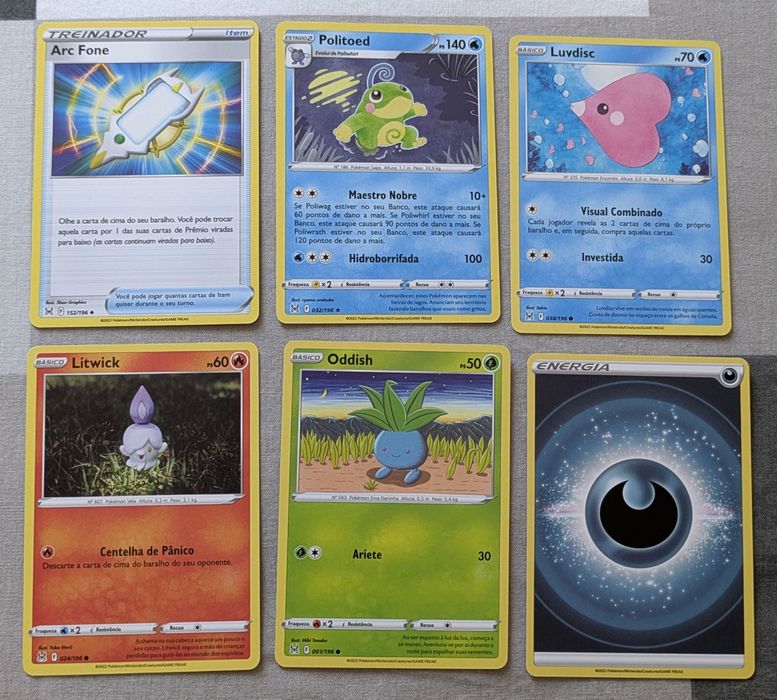 Lote 6 cartas Pokémon TCG