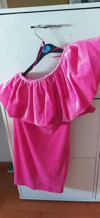 Vestido veludo rosa