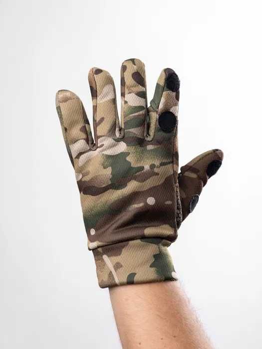 Тактичні перчатки мультикам з відкидними пальцями утеплені M, L