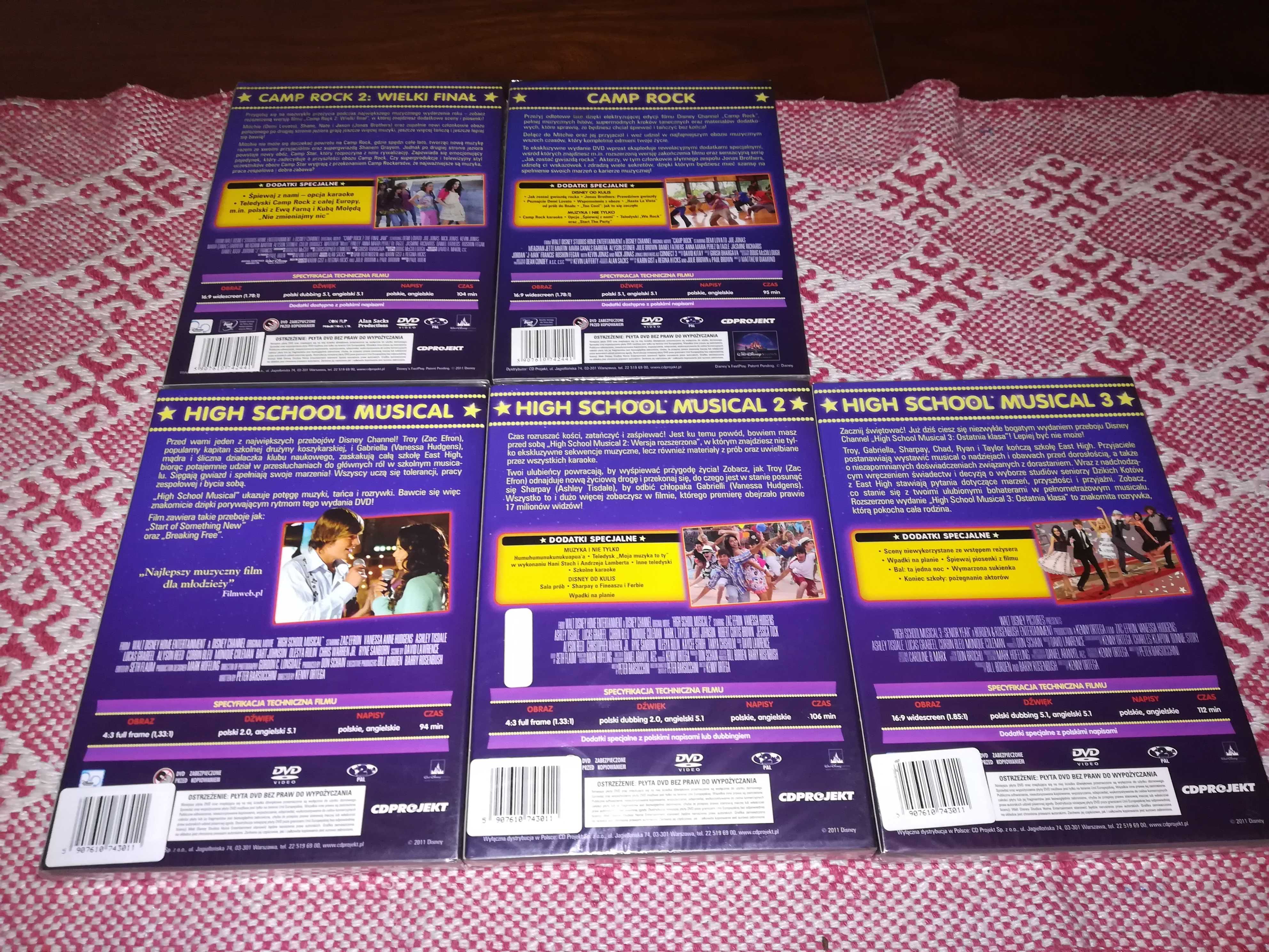 Filmy DVD: High School Music 1-3 / Camp Rock 1-2