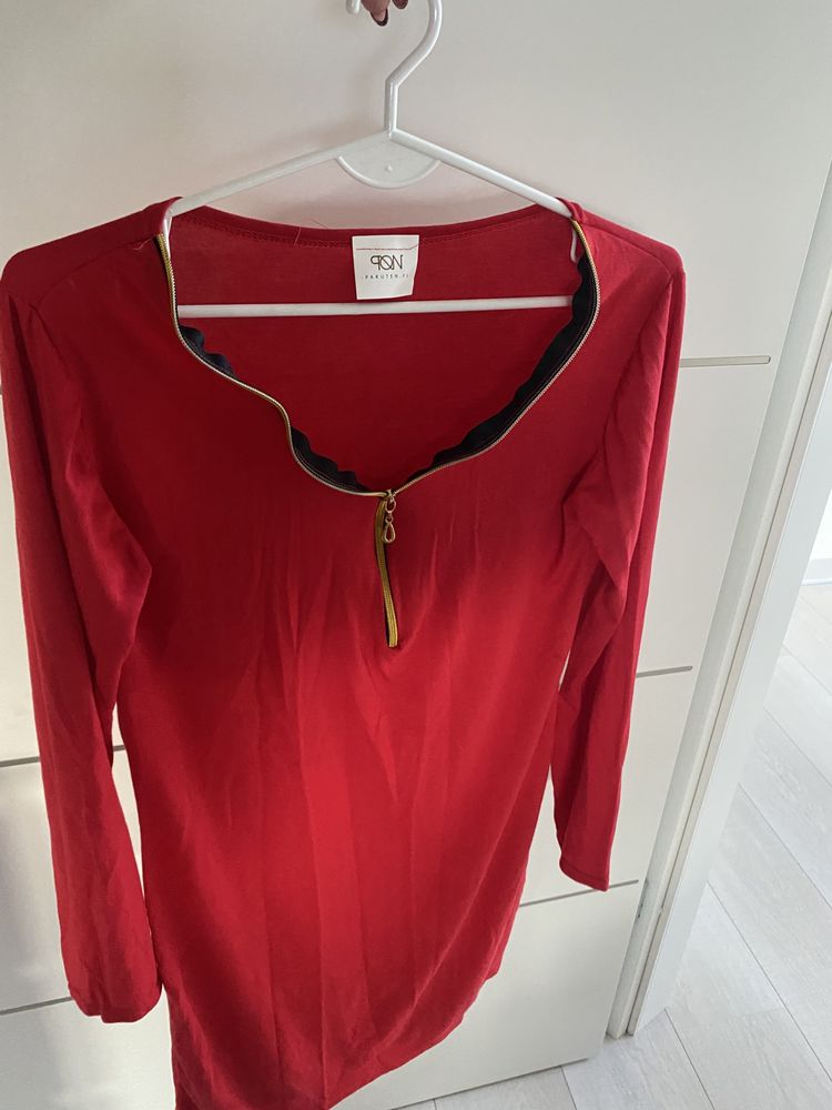 Czerwona sukienka zamek tunika mini