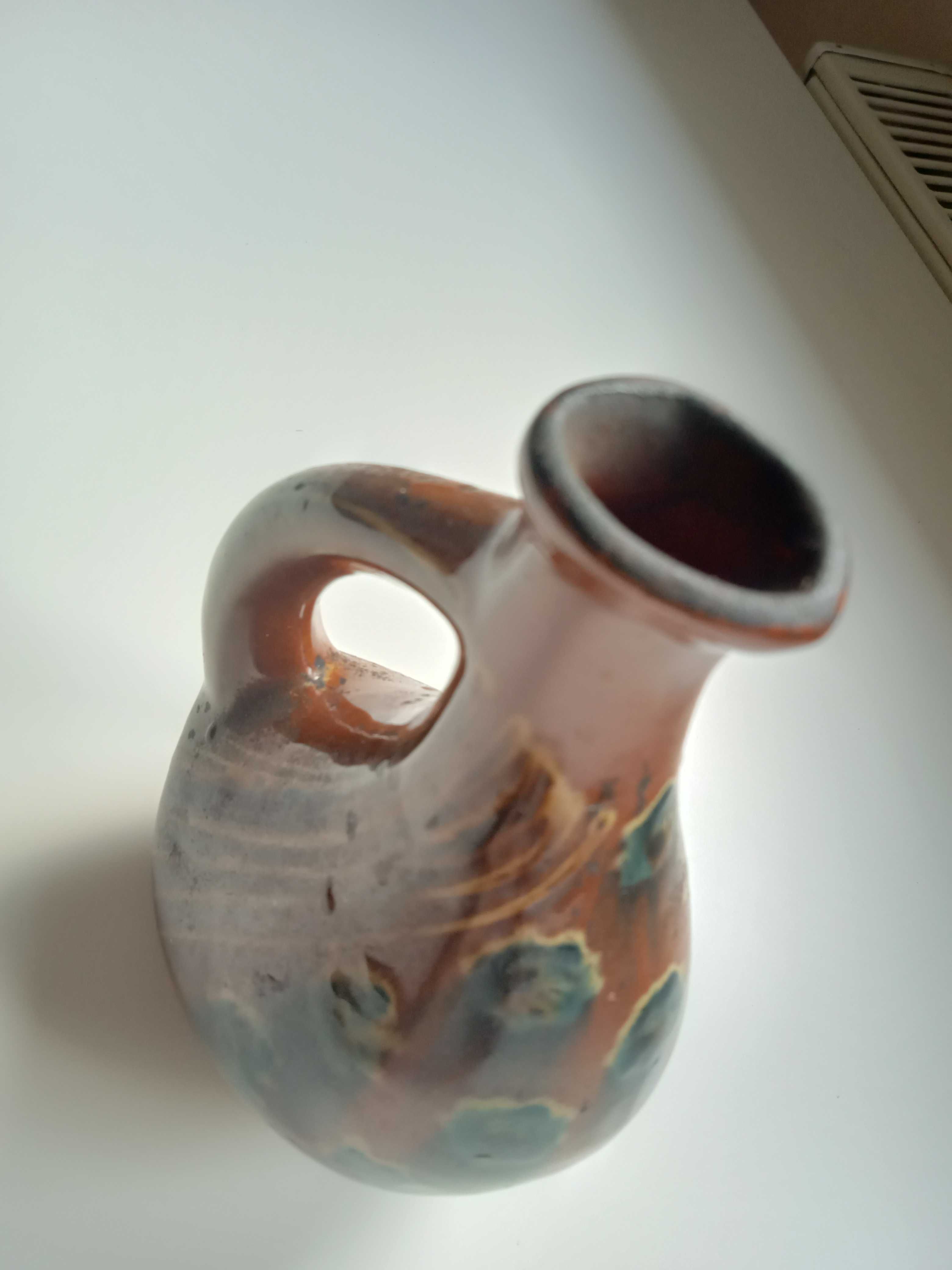 Mały dzbanek ceramiczny wazonik szkliwiony rękodzieło polska ceramika