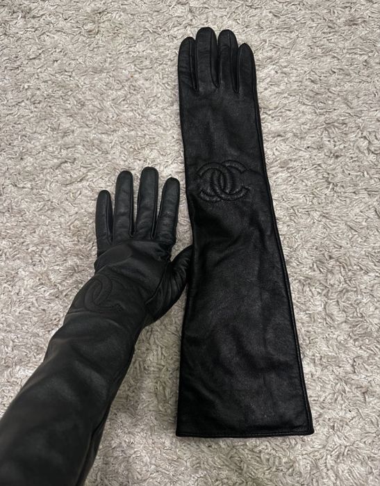 Кожаные высокие перчатки