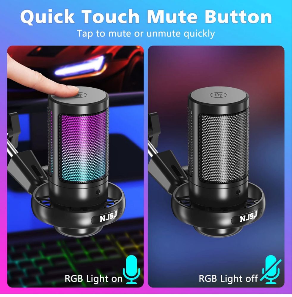 Zestaw mikrofonów do gier USB do komputera, mikrofon pojemnościowy RGB