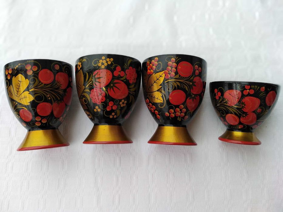 Khokhloma Artesanato Madeira - 4 Copos