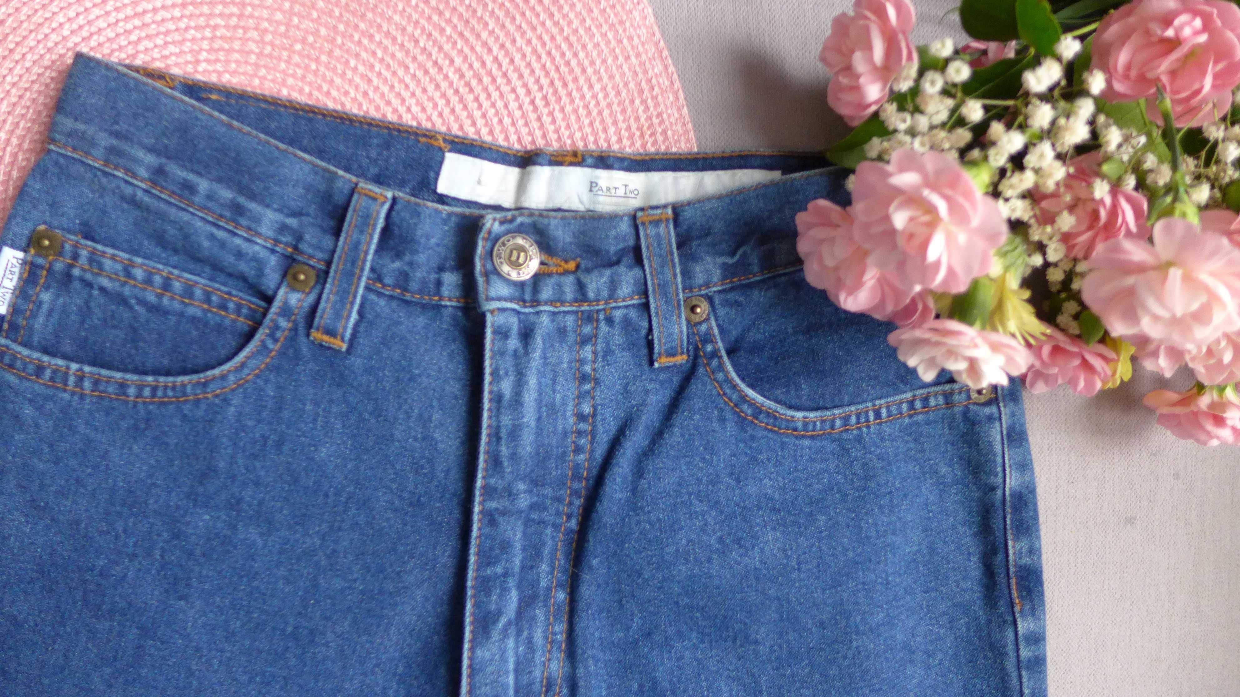 Duńskie klasyczne jeansy mom jeans na wysoką High Rise S 36 must-have